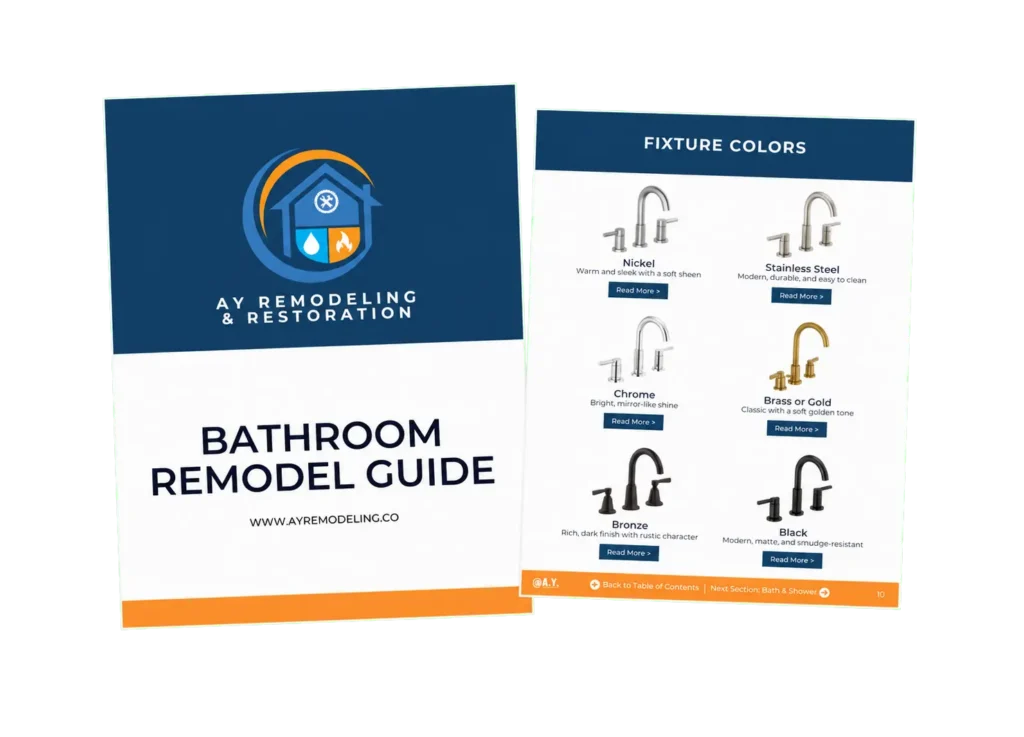 AY Remodeling & Restoration bathroom remodel guide featuring 2026 fixture colors and bathroom design trends