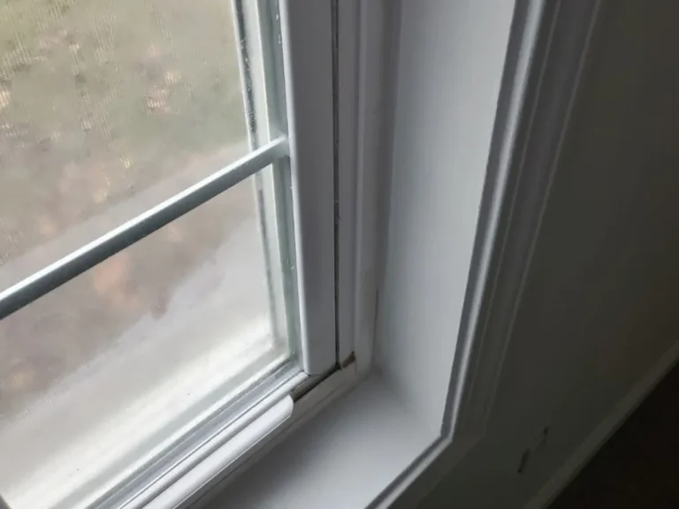 Apartment window frame in Westfield, Indiana after professional mold remediation and cleaning of moisture-damaged trim.